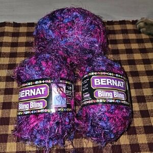 Bernat Bling Bling Puttin On The Ritz Yarn 90 Yards 2 Full Skeins & 1 Partial